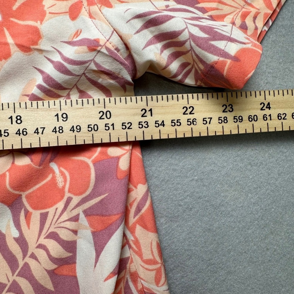 Laguna Button Down Shirt Mens Large Coral Tropical Floral Short Sleeve LSMT4939 - Picture 6 of 10